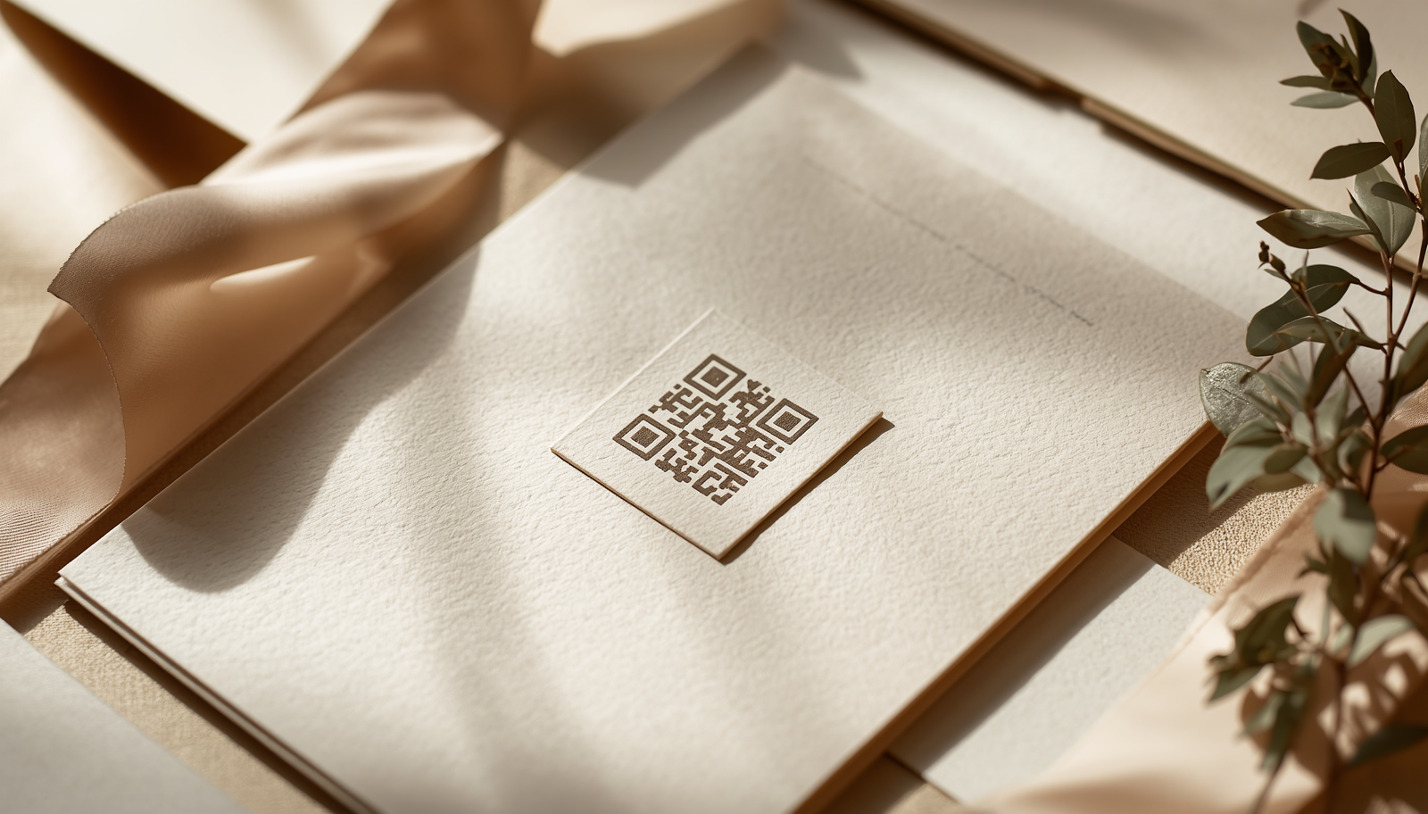 elegantná kartička s QR kódom pri svadobnej pozvánke