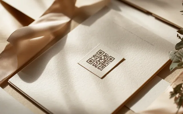 элегантная візітоўка з QR-кодам пры вясельным запрашэнні
