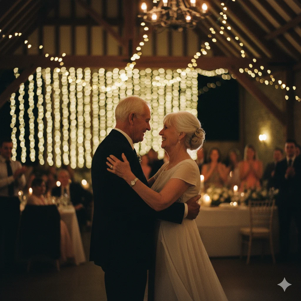 elderly couple dancing